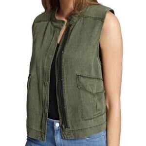SANCTUARY Los Angeles Sleeveless‎ Cadet Green Vest Women’s Size Large Zip